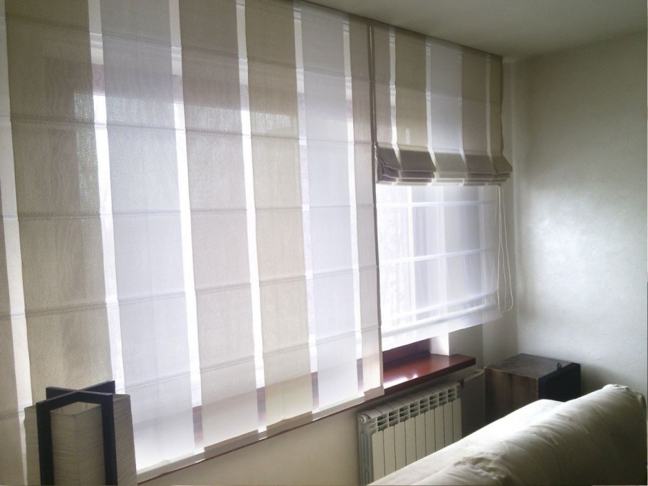 Римская штора с тюлью