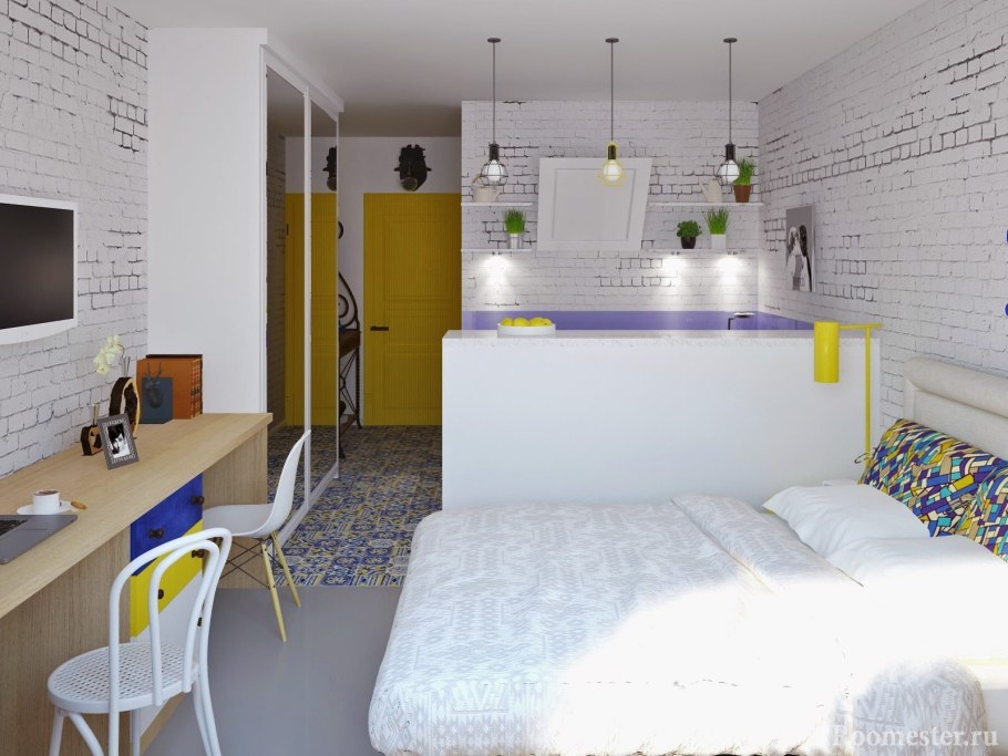 Планировка маленькой студии 20 кв м