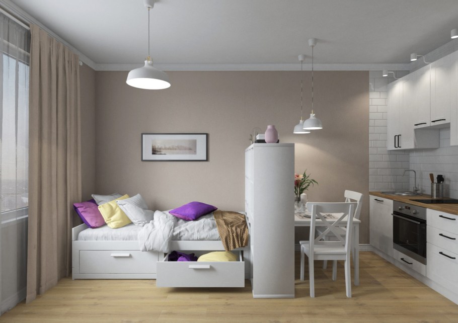 Интерьер квартиры студии 27кв