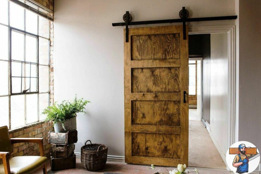 Амбарная дверь в интерьере лофт
