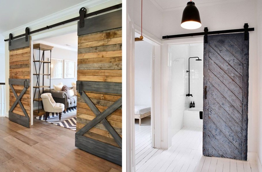 Амбарная дверь в интерьере лофт