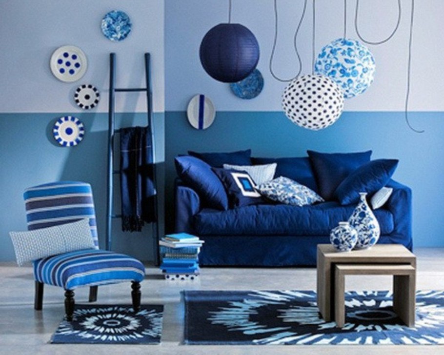 Синий цвет в интерьере