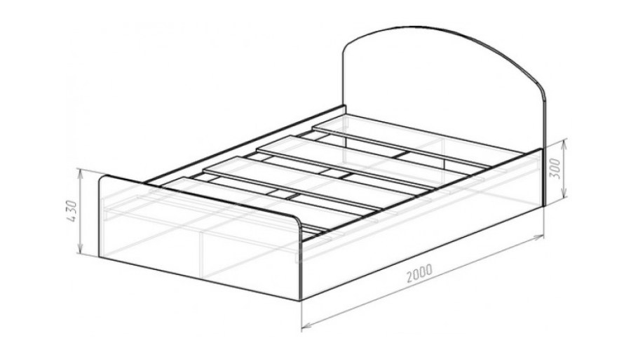 Кровать 1,2х2 с кромкой (спальное место 2000*1200) шимо светлый