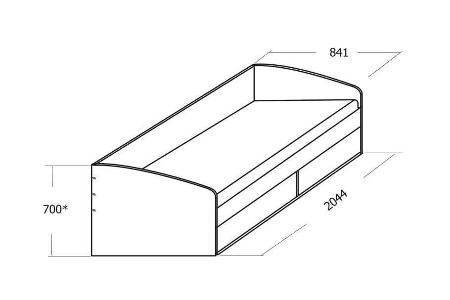 Кровать 2000х900 с ящиками чертеж