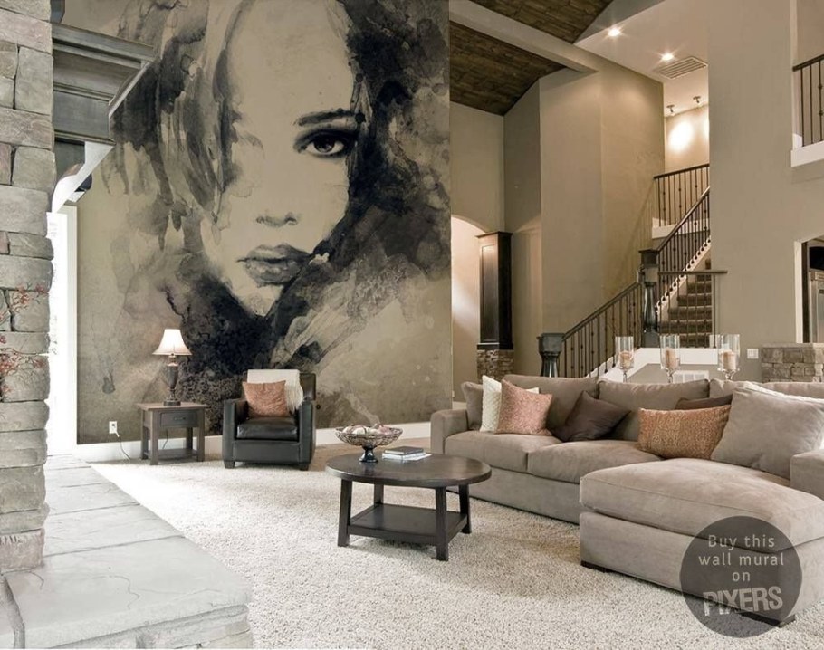 Фрески в интерьере гостиной