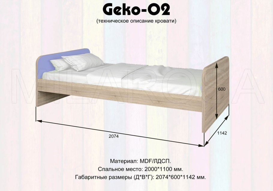 Кровать односпальная Размеры стандартные