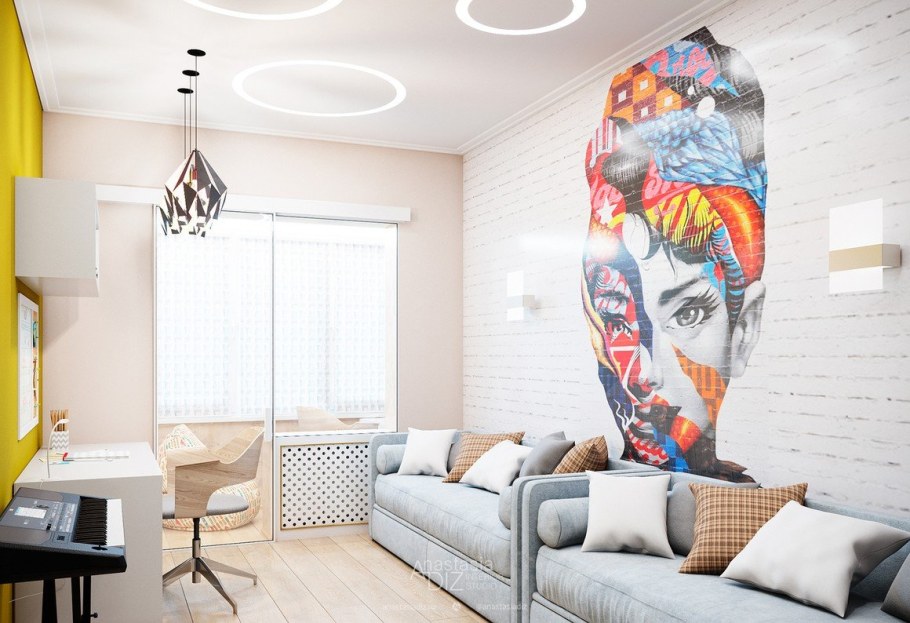 Расписные стены в стиле лофт