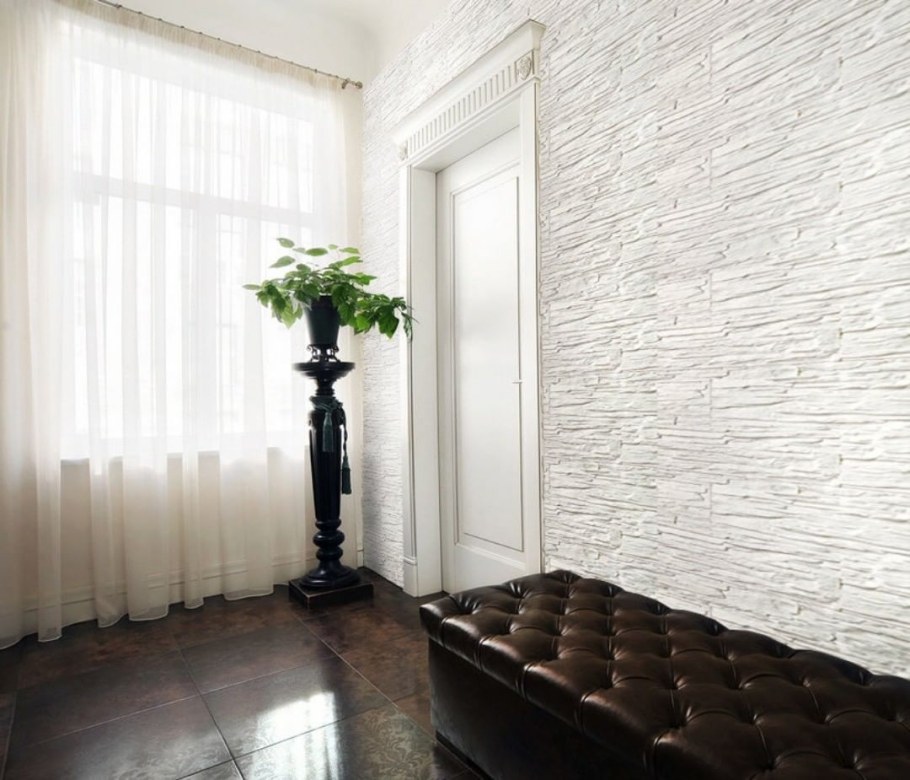 Декоративный камень белый в интерьере