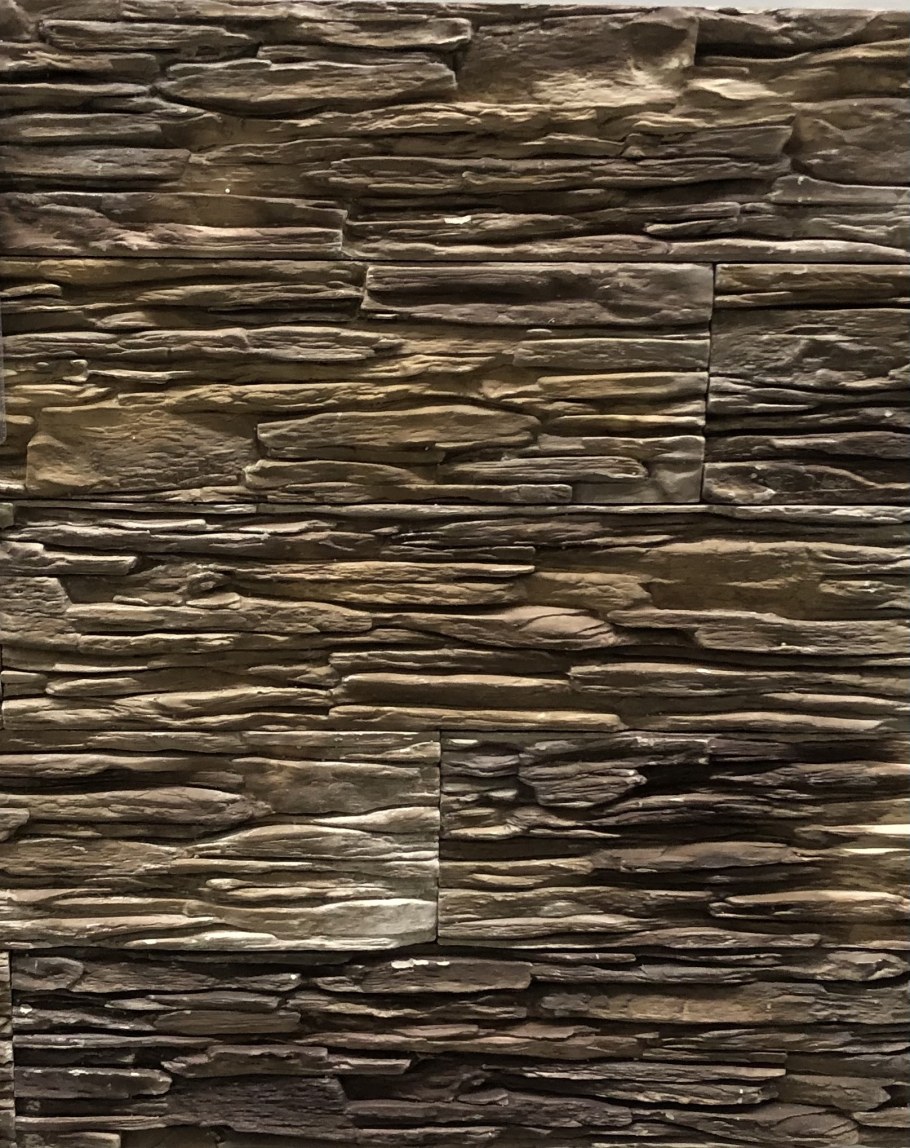 Камень декор. Сланец тонкослойный, Эбен (0,47кв.м)гипс