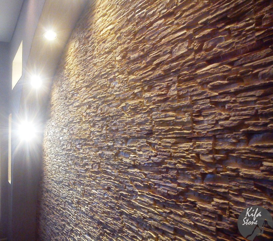 Декоративный камень сланец тонкослойный в интерьере