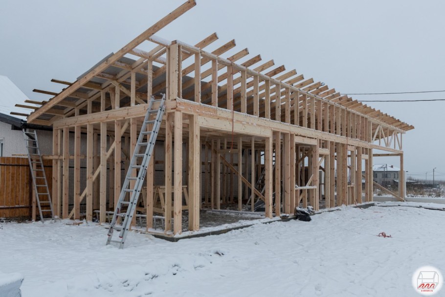 Каркасный дом 6х6 с односкатной крышей