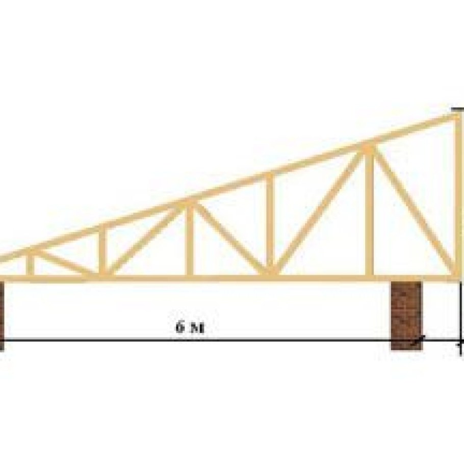 Односкатная стропильная система гаража