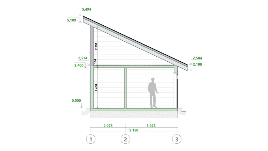 Дом 6×6 с односкатной крышей чертеж