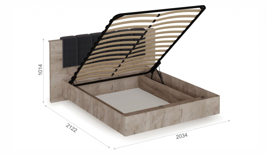 Спальня Джулия кровать 160 ми с подъемным механизмом дуб крафт серый