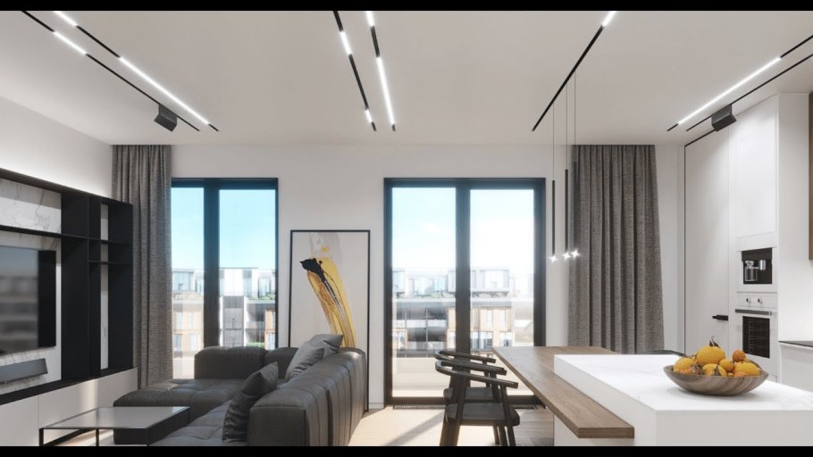 Магнитный трековый шинопровод в интерьере