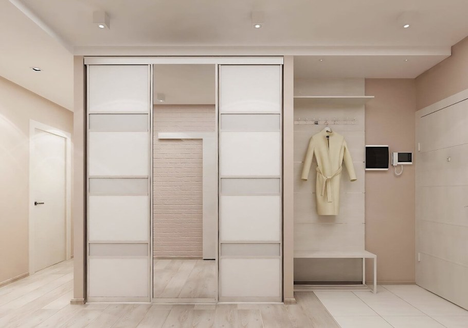 Светлый шкаф купе в прихожую