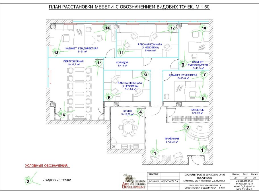 План офиса с расстановкой мебели