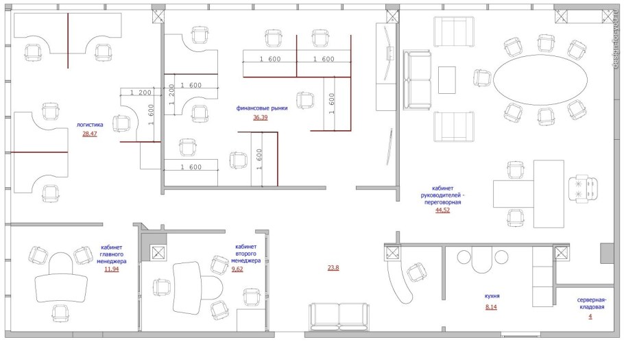 Планировка офиса чертеж