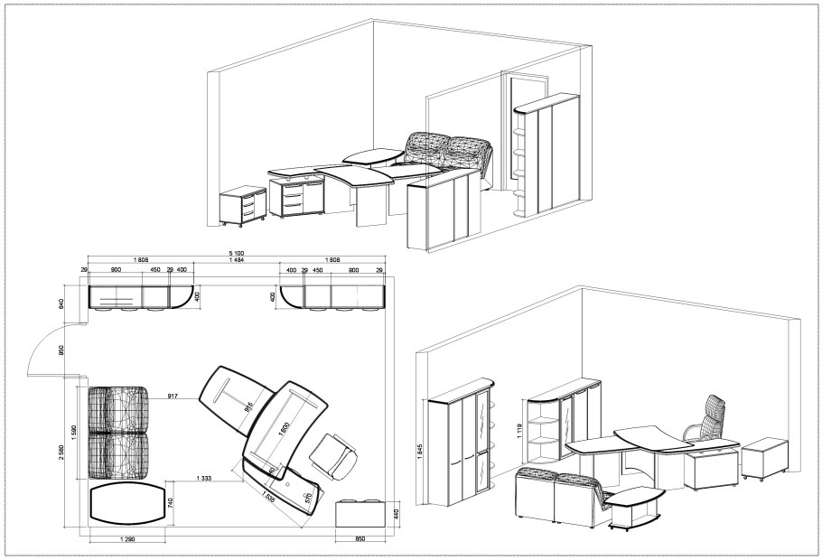 Размеры расположения офисной мебели