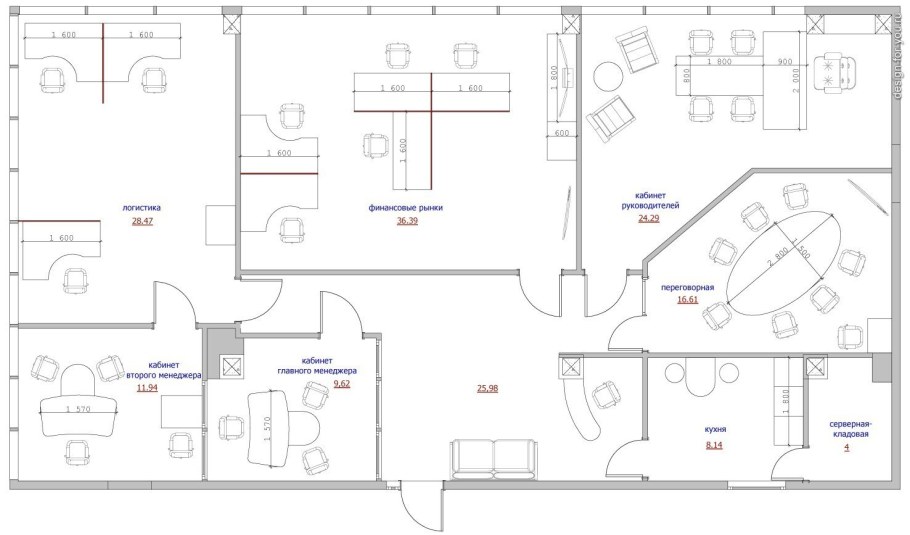 Планировка офиса с размерами