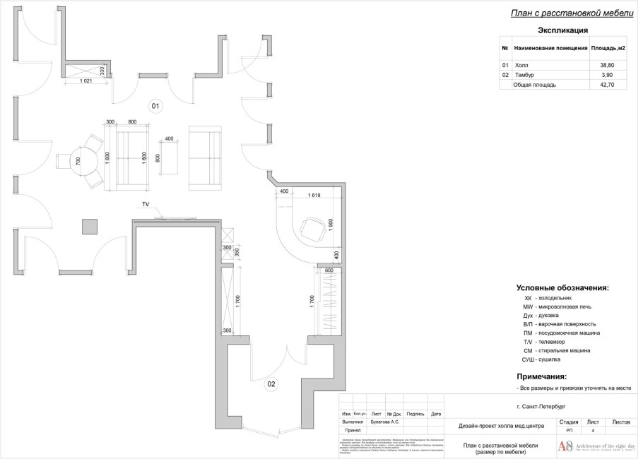 План помещения с мебелью