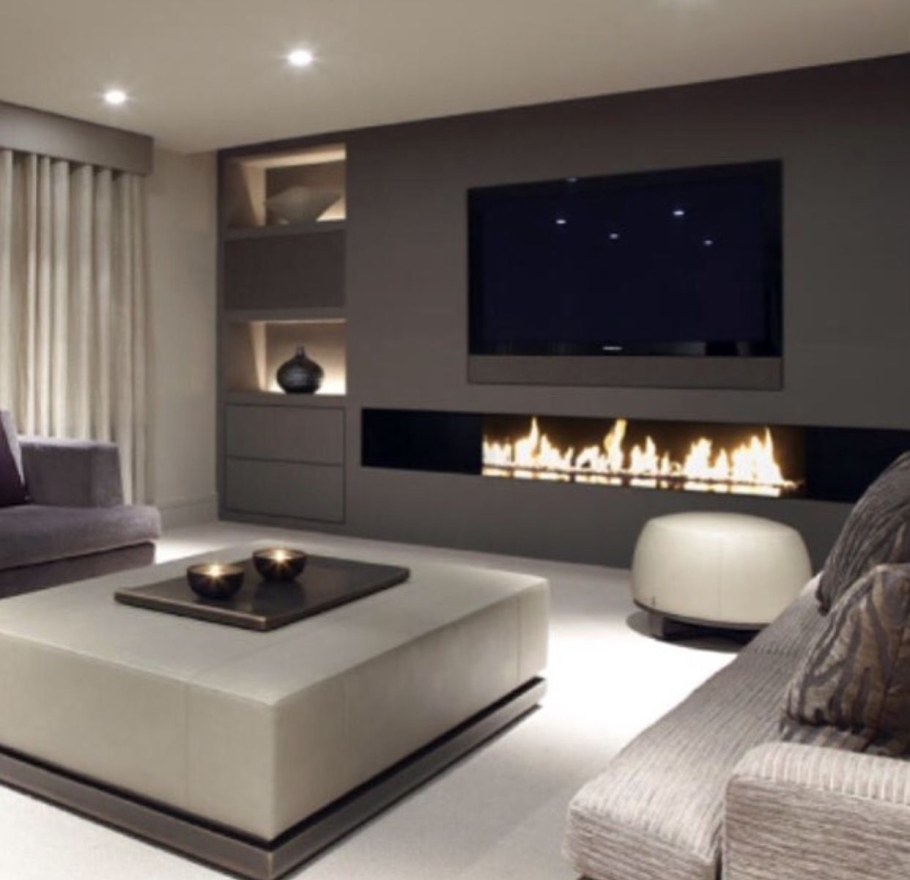 Камины в интерьере гостиной