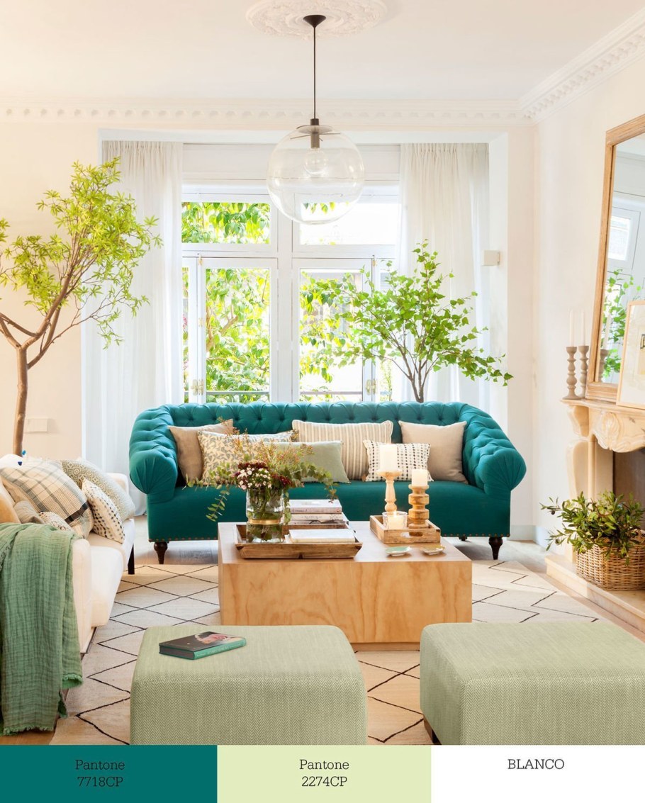 Гостиная в зеленых тонах