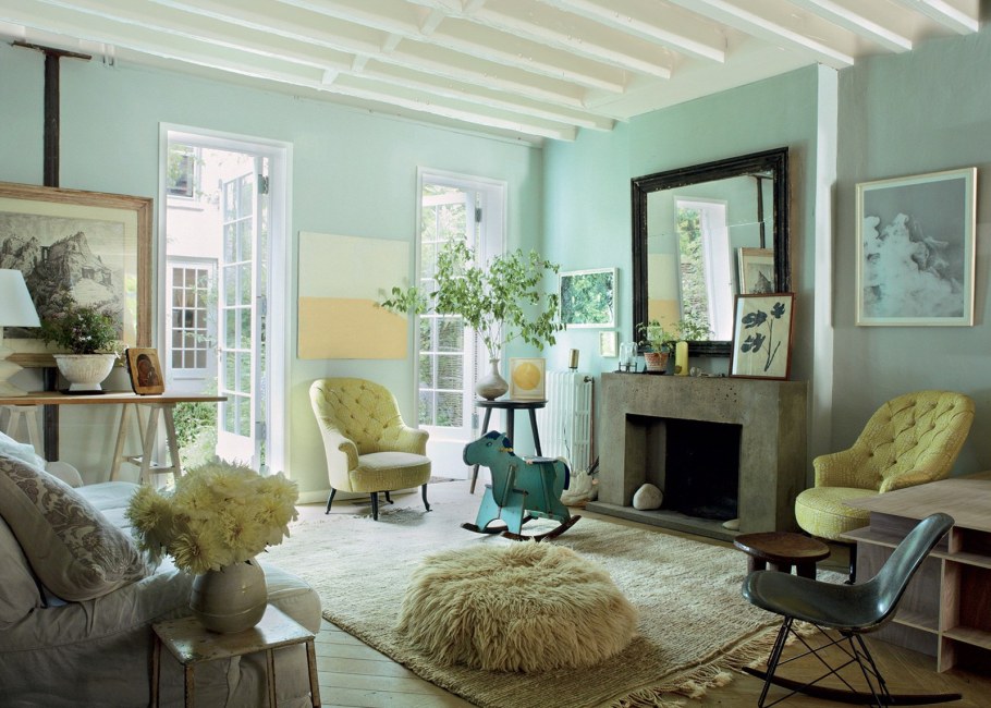 Фисташковые стены в интерьере