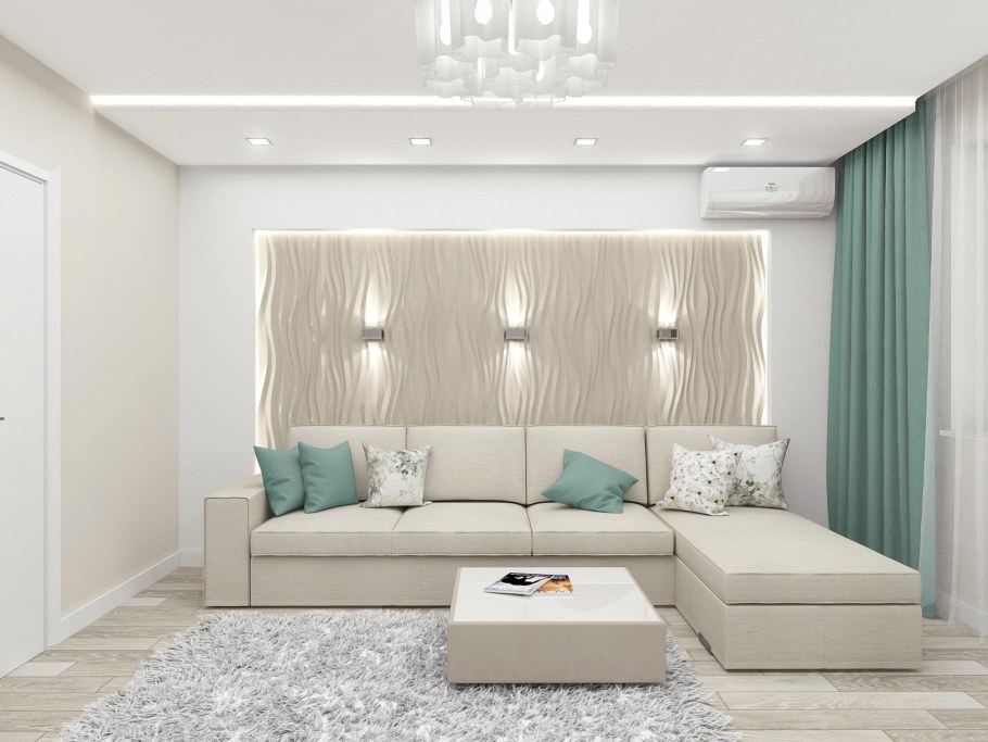 Современная гостиная в светлых тонах