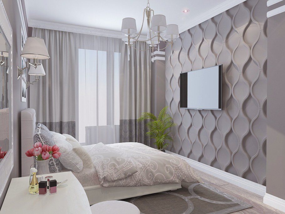 Спальня в современном стиле в светлых тонах