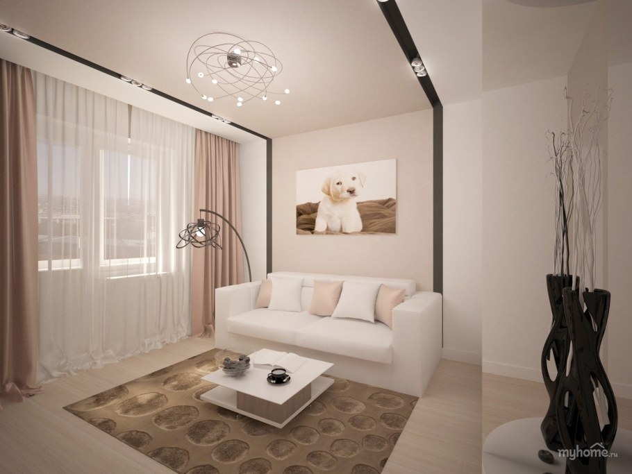 Спальня гостиная в светлых тонах