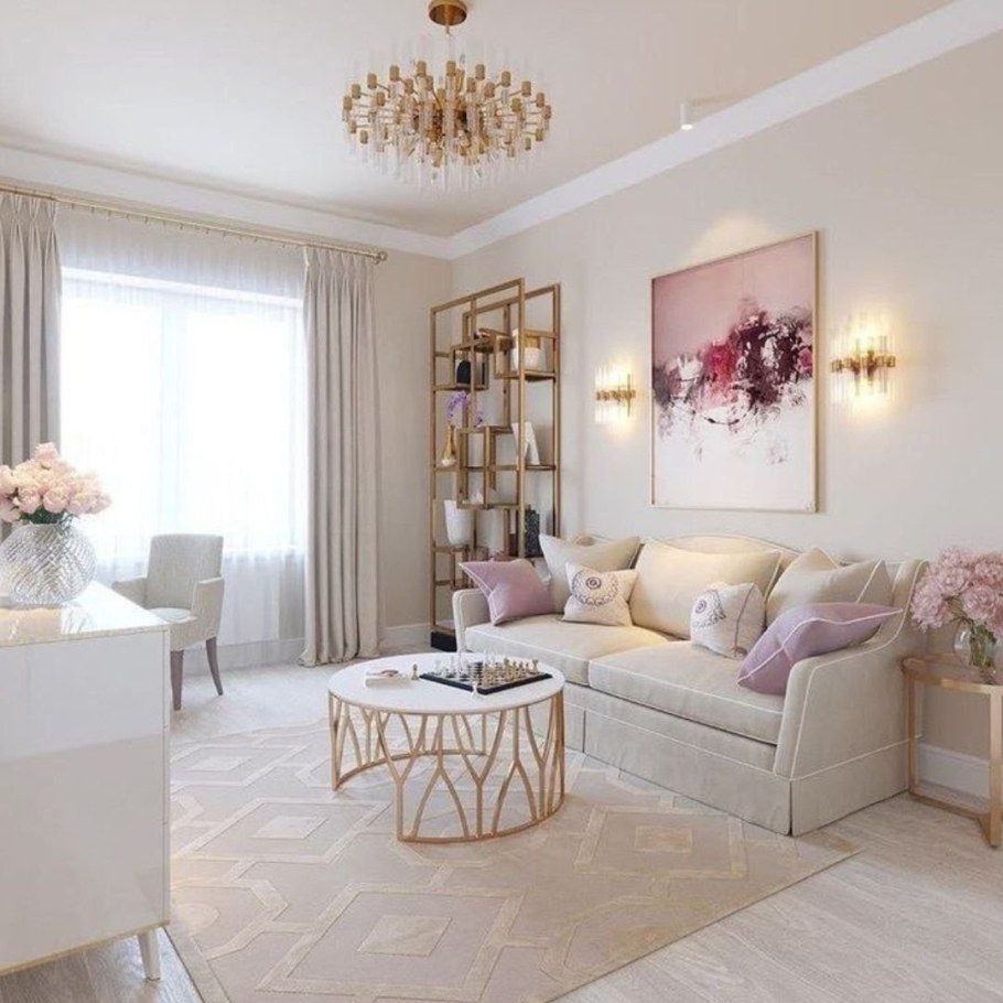 Декор гостиной в светлых тонах