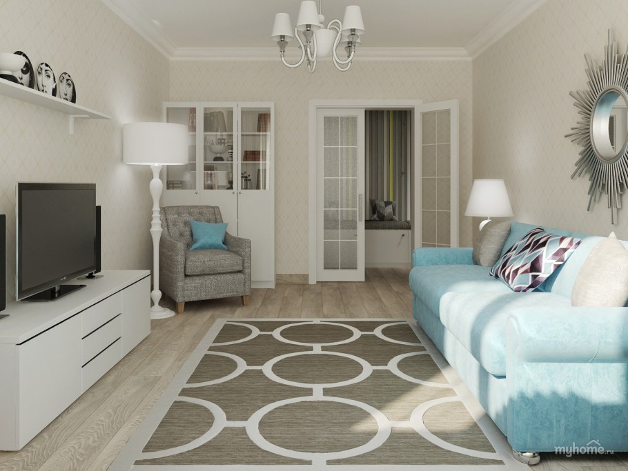 Светлый интерьер гостиной