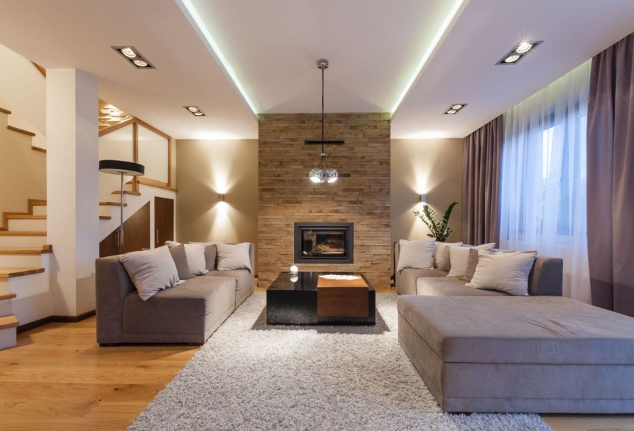 Потолочное освещение в гостиной