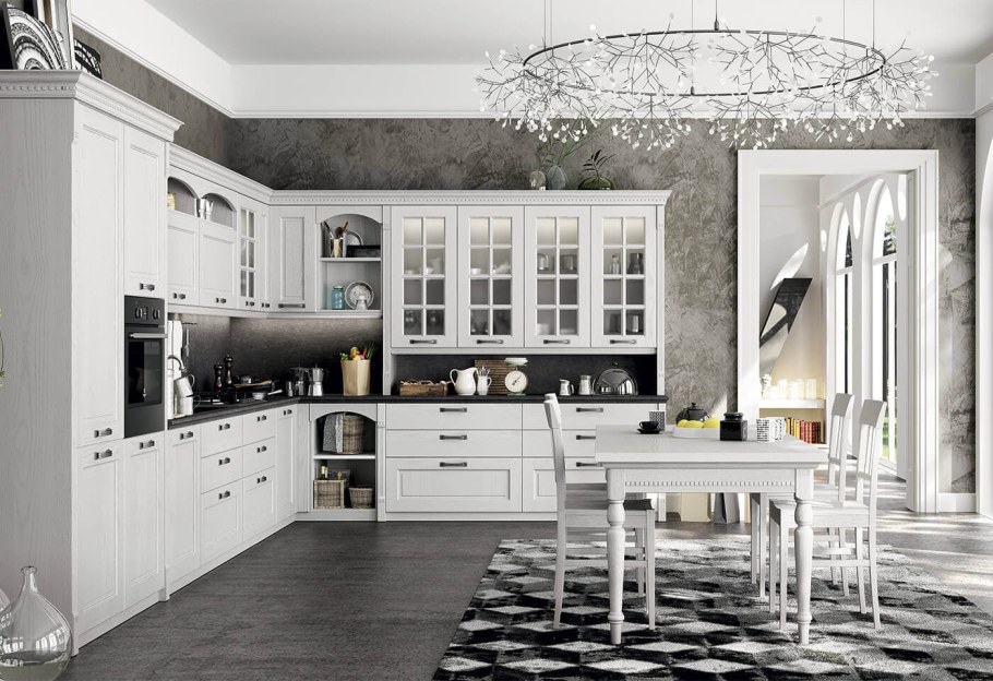 Кухня белая классика