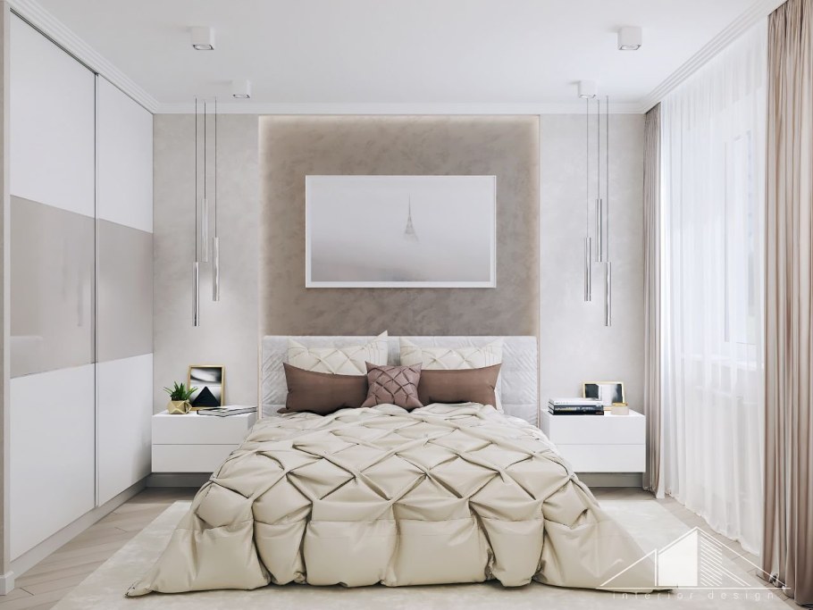 Современная спальня в светлых тонах