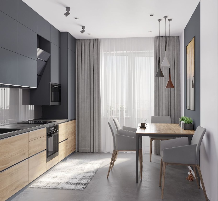 Современная кухня в серых тонах