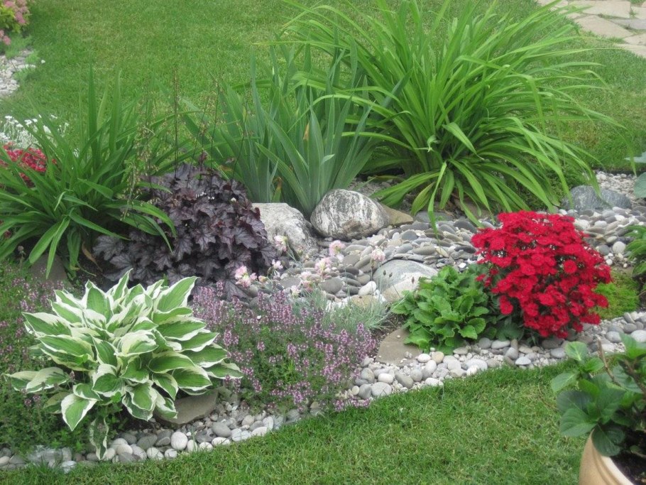 Альпийская горка Хоста можжевельник