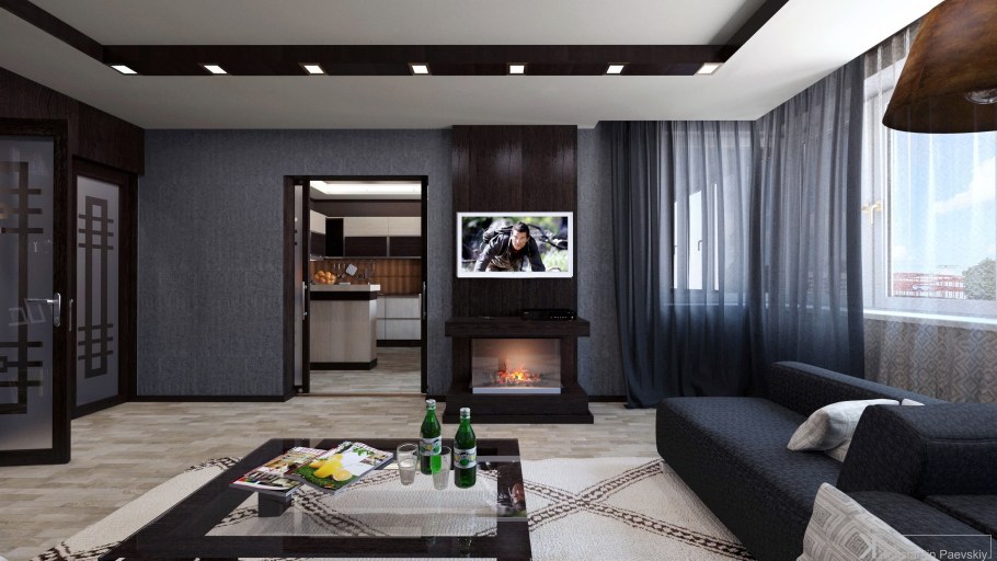 Интерьер гостиной венге