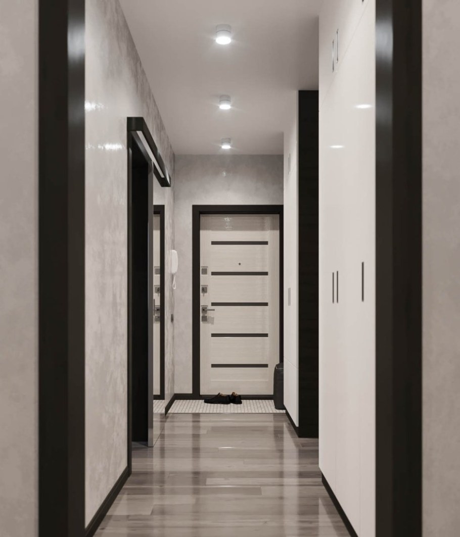 Светлые стены темные двери