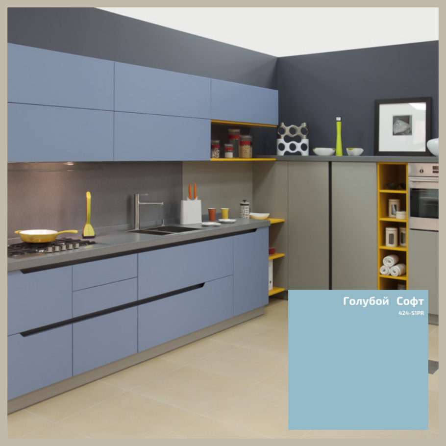 Кухня угловая серый матовый Алвик