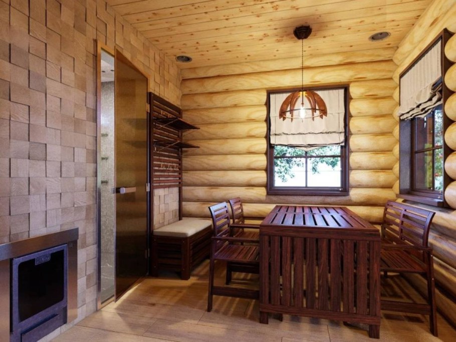 Отделка комнаты отдыха в бане