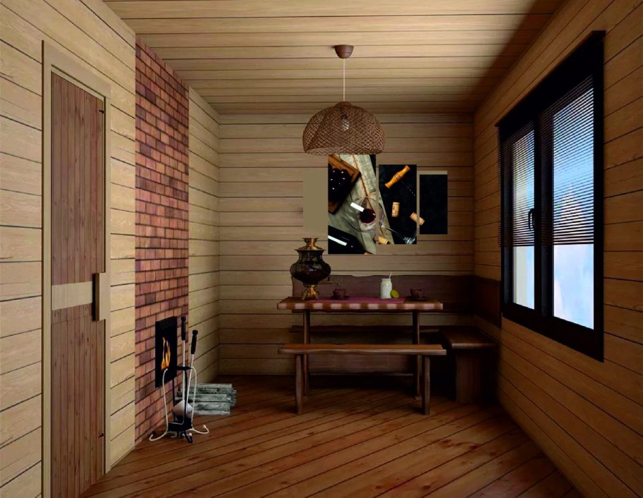 Вагонка в интерьере бани