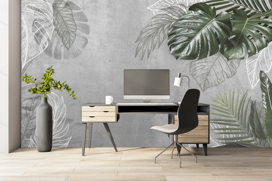 Обои с монстерой в интерьере