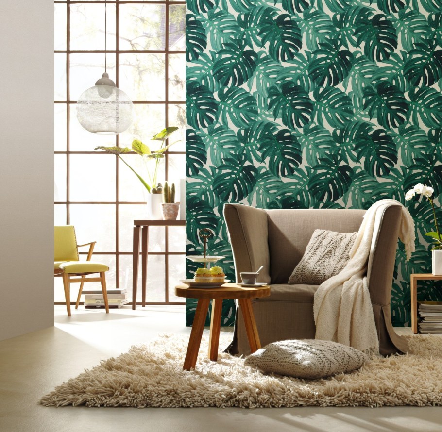 Растительные обои в интерьере