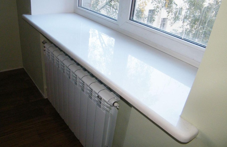 Кварцевый агломерат белый подоконник