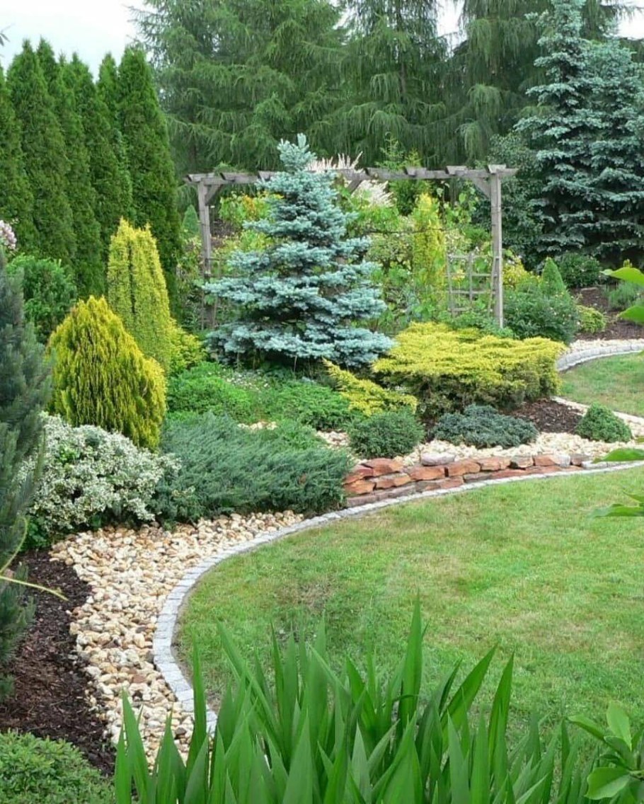 Миксбордер с туей Смарагд