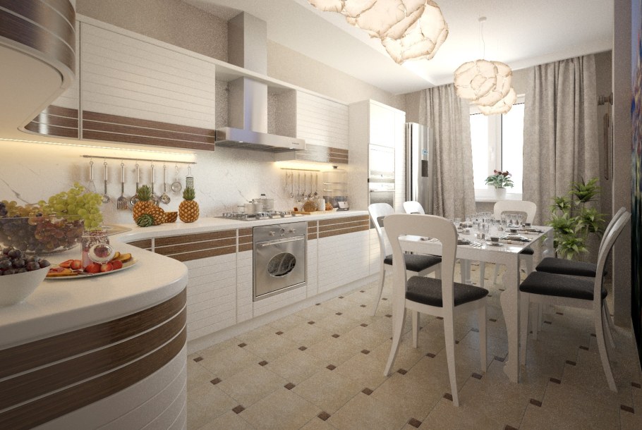 Интерьер кухни в частном доме