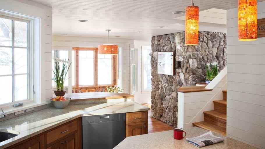 Искусственный камень в интерьере кухни