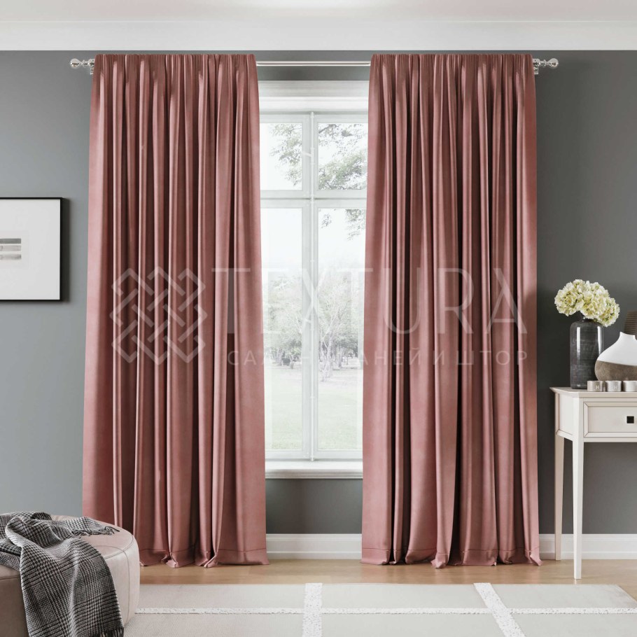 Шторы блэкаут бархатные пыльная роза
